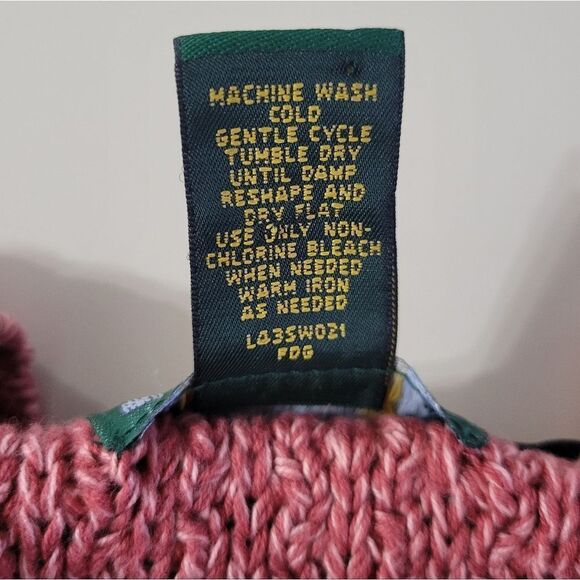 Cabela's Women's Red Marbled Cable-knit V-neck Pullover Long Sleeve Sweater - Picture 8 of 11